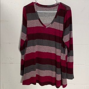 Lane Bryant v neck sweater 14/16 VGC LS striped